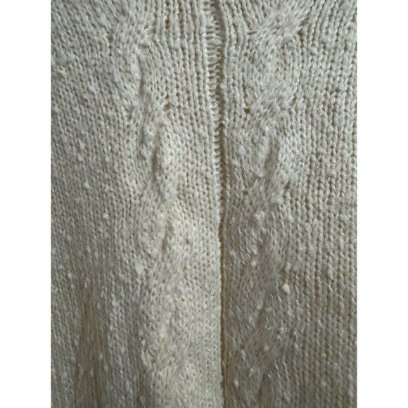 New! D&Co Naturals Cable Knit Mock Neck Sweater with Hi-Lo Hem Cream 1X - Picture 5 of 10